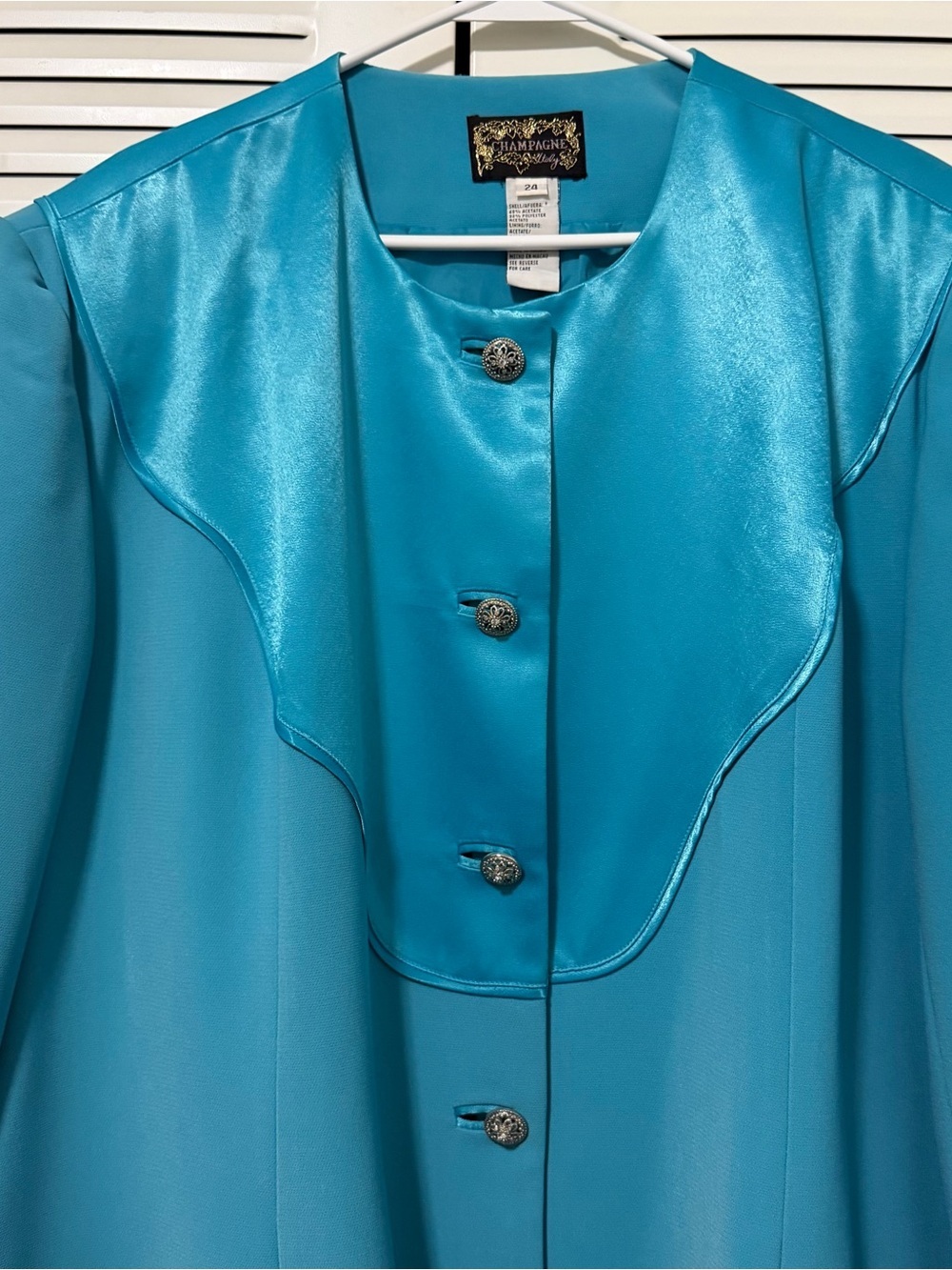 Vintage Champagne Italy Women Formal Jacket Turquoise Size 24 - Picture 6 of 6